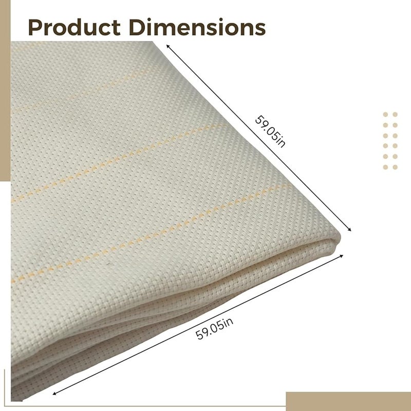 Monks Cloth Fabric 4.92x4.92 Ft Cotton with Yellow Stripes for Rug Tufting and Punch Needle - Image 5